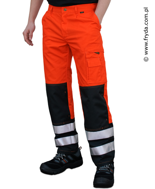 Spodnie robocze pomarańczowe (z odblaskami)
